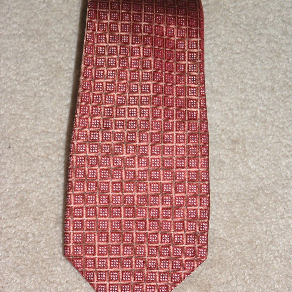 Borrelli Red Abstract Florette Seven Fold Silk Tie